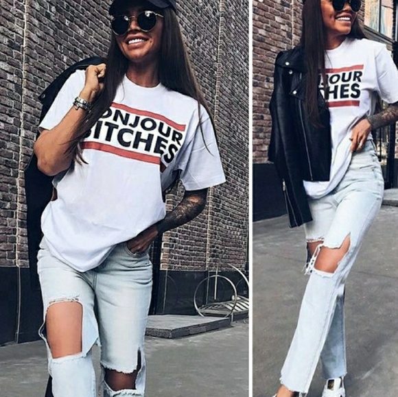 NEW Bonjour Bitches Graphic Tee. S,M,L,XL.